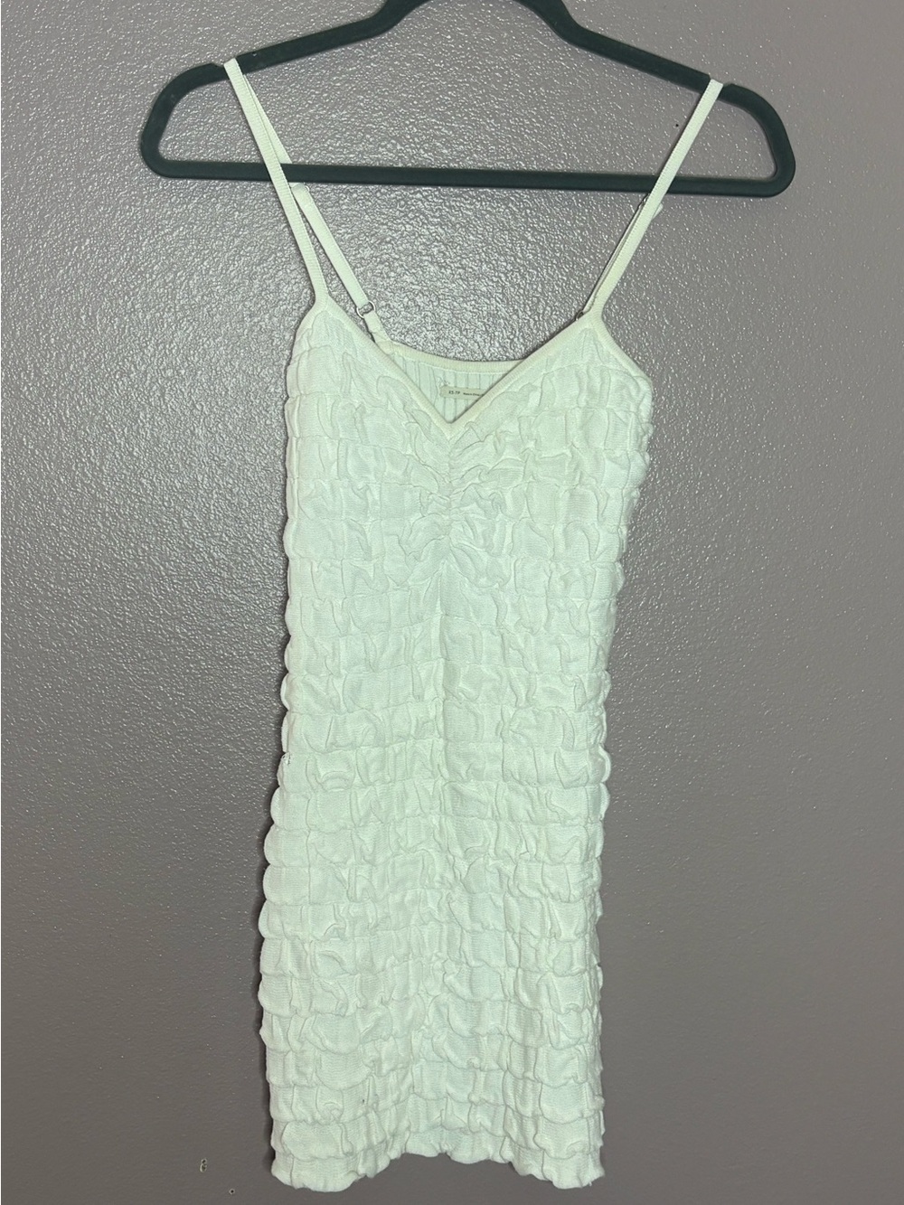White Ruffled Spaghetti Strap Dress